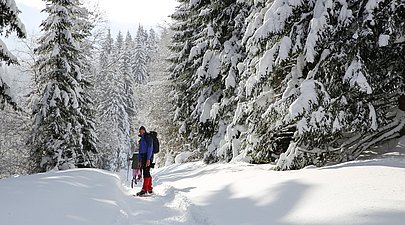 Mit den Scheeschuhen unterwegs am Grünten im Allgäu