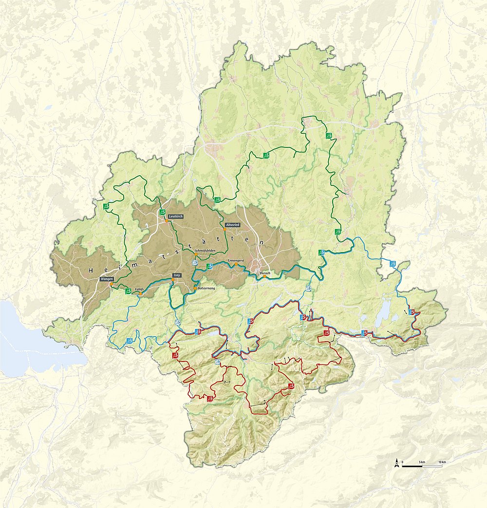Allgäu-Karte mit dem Trilogieraum Heimatstätten
