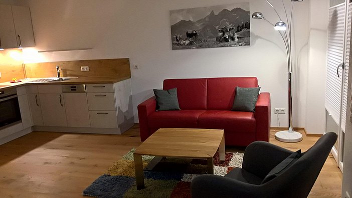 Wohnzimmer mit Küche