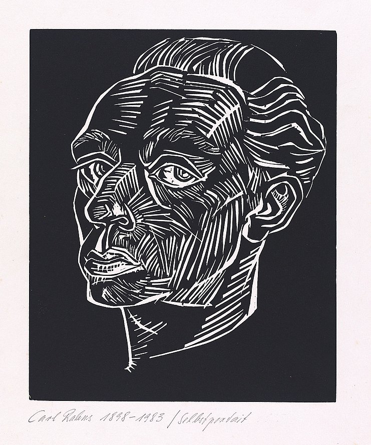 Carl Rabus Selbstporträt 1930er Jahre, Holzschnitt