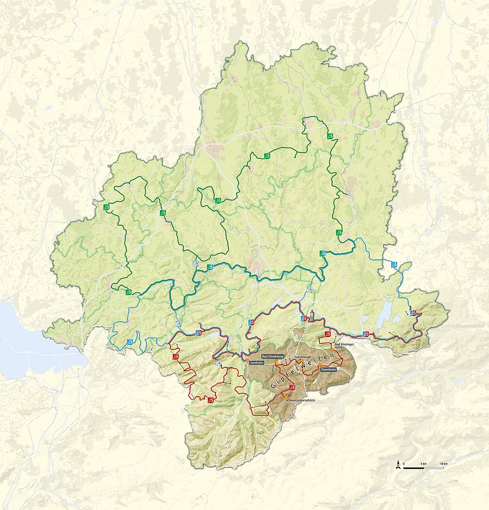 Allgäu-Karte mit dem Trilogieraum Gipfelwelten