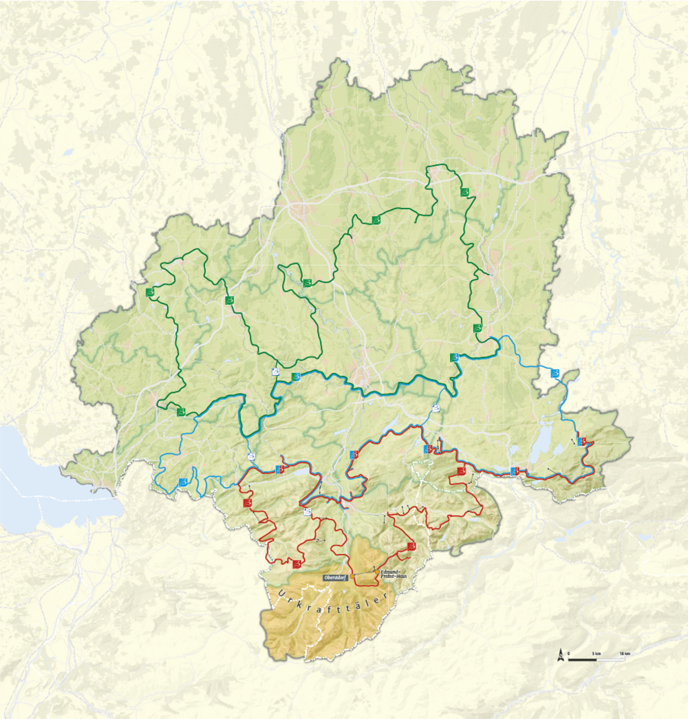 Allgäu-Karte mit dem Trilogieraum Urkrafttäler