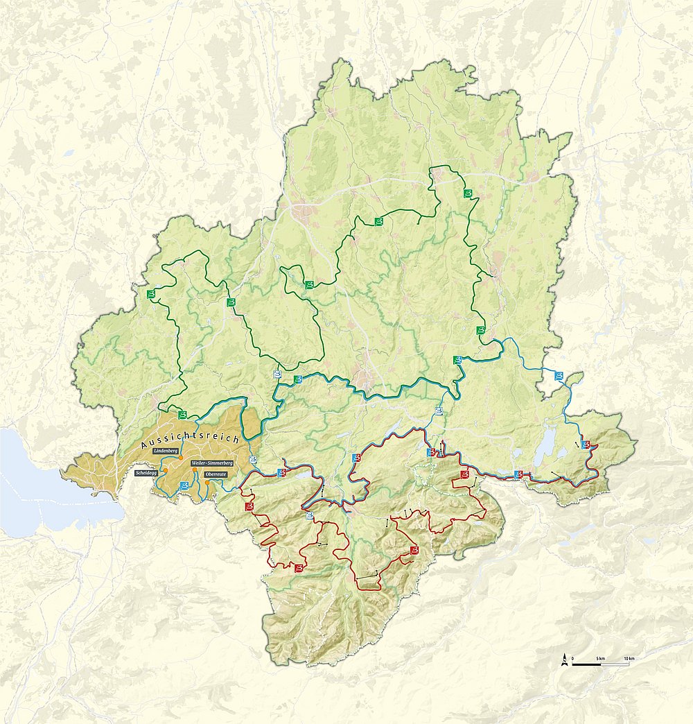 Allgäu-Karte mit dem Trilogieraum Aussichtsreich