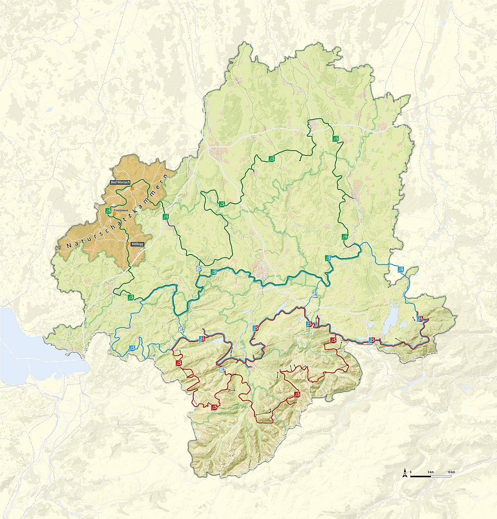 Allgäu-Karte mit dem Trilogieraum Naturschatzkammern
