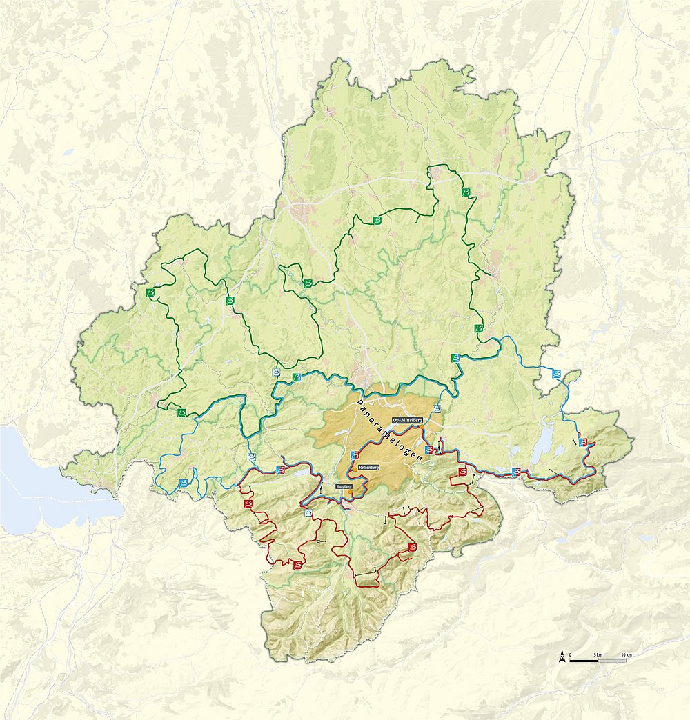 Allgäu-Karte mit dem Trilogieraum Panoramalogen