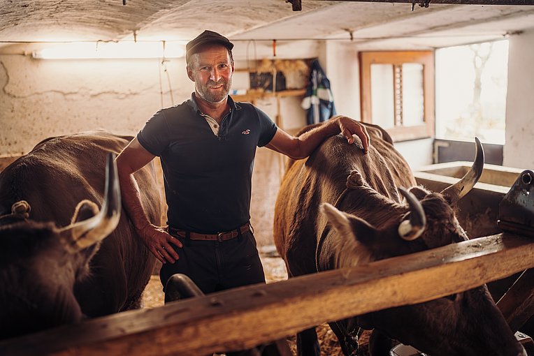 Landwirt Walter Schwärzler steht im Stall