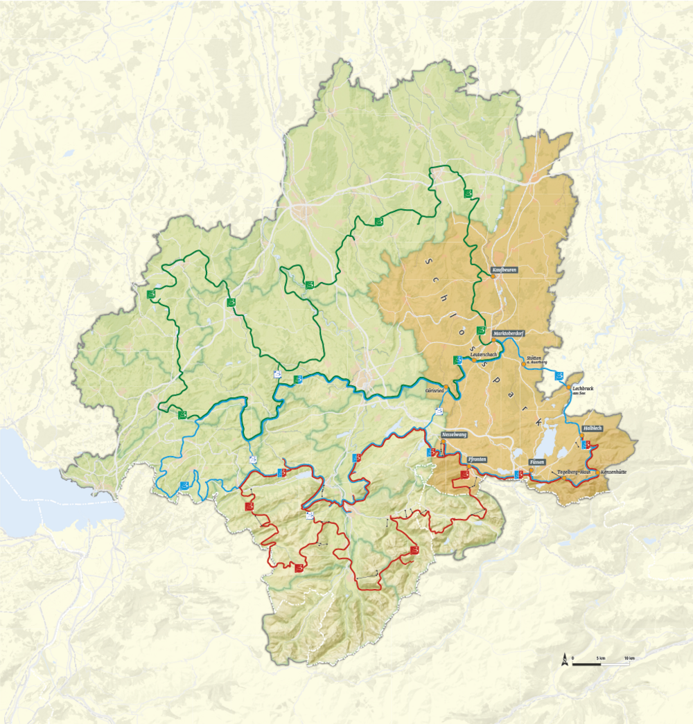 Allgäu-Karte mit dem Trilogieraum Schlosspark