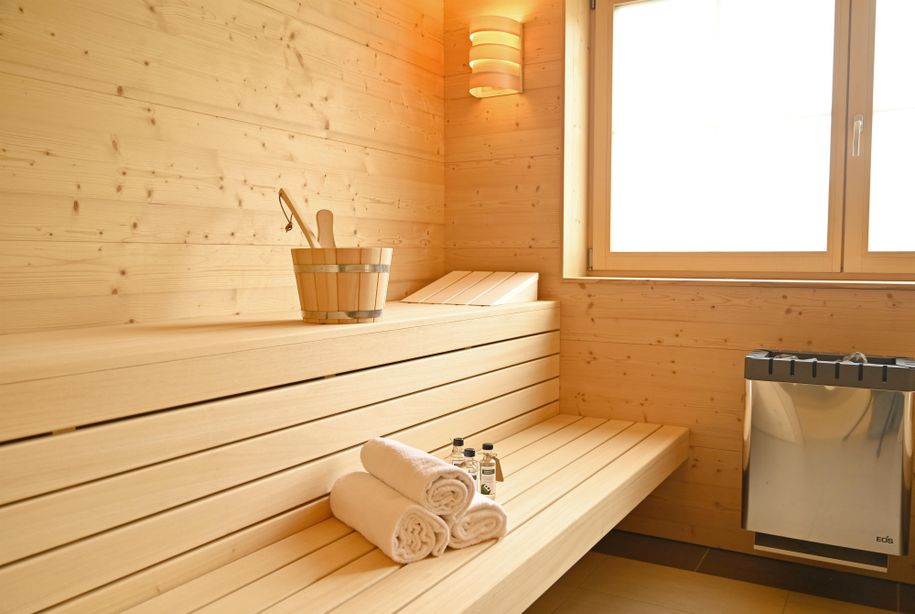 Unsere gemütliche Sauna mit Bergblick
