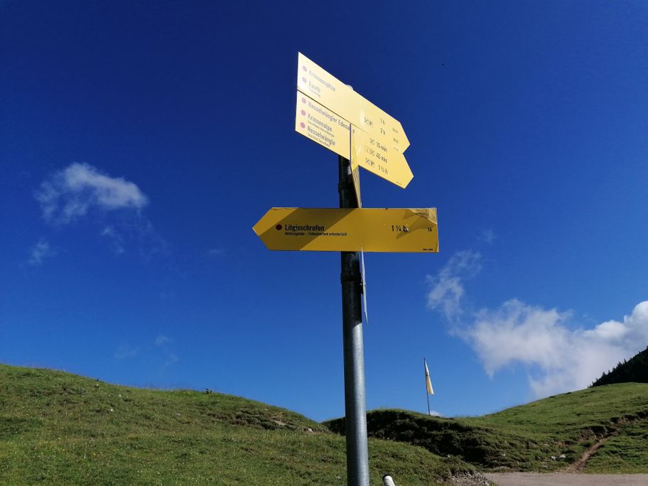 Wegbeschilderung ab Gräner Ödenalpe