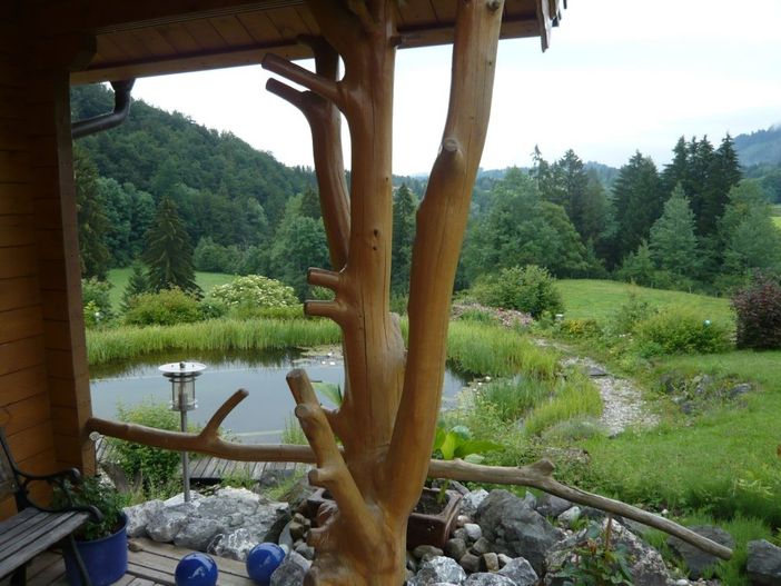 Blockhaus mit Teich
