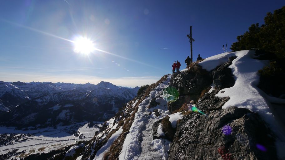 Am Gipfel des Einstein im Winter