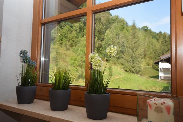 Blick zum Balkon