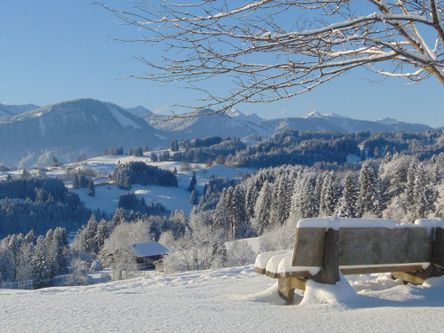 Bank auf dem Aussichtshügel 100 m vom Haus