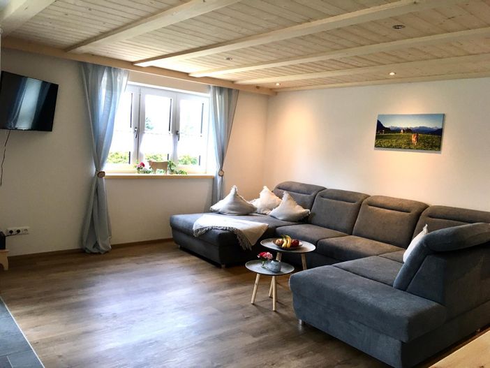 Ferienwohnung Sunnesidde Wohnzimmer m. Schlafcouch