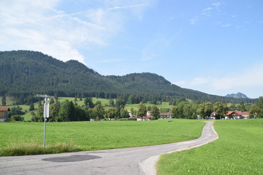 Blick auf Roßmoos und den Weißenseer Berg