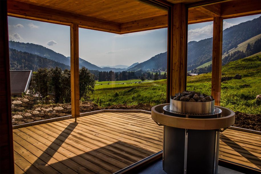 Sauna mit Blick auf Berge und Balderschwang