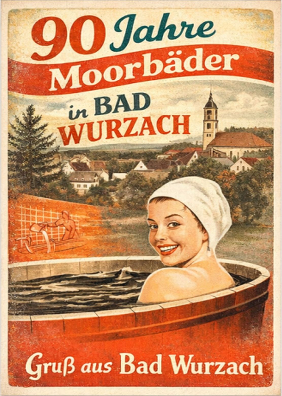 Postkarte 90 Jahre Moorbaden