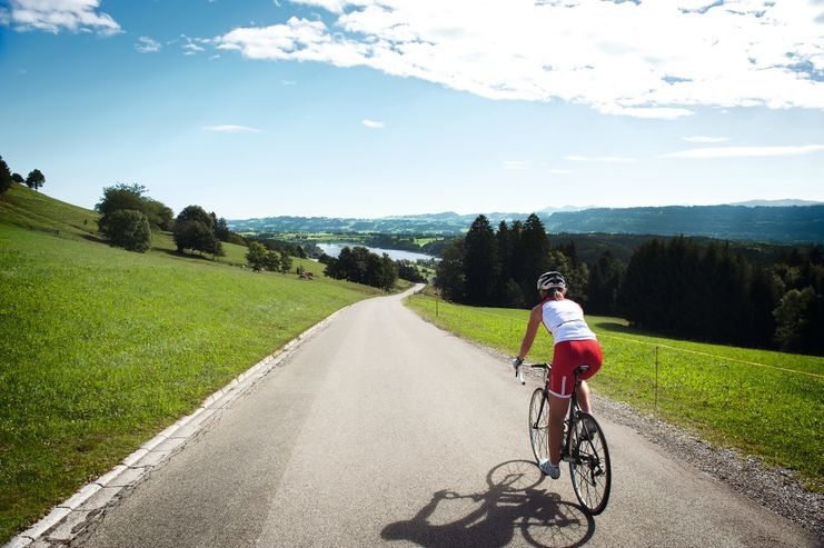 Unterwegs mit dem Rennrad am Niedersonthofener See