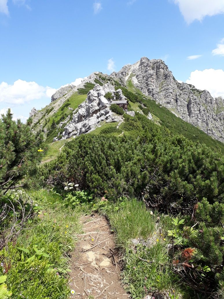 Bergwachthütte vor dem Aufstieg zur Rohnenspitze