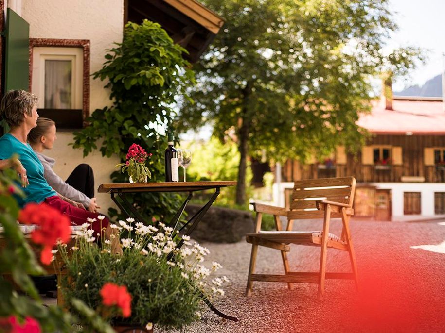 Ferienwohnung Hirsch Sitzplatz