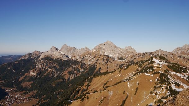 Blick von der Gaichtspitze auf Einstein, Rote Flüh, Gimpel, Köllenspitze und Gehrenspitze