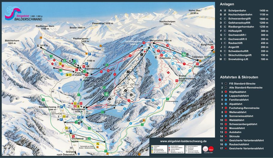 Pistenplan Skigebiet Balderschwang im Allgäu