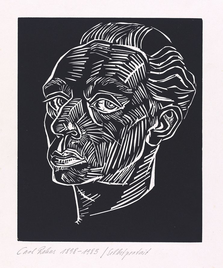 Carl Rabus Selbstporträt 1930er Jahre, Holzschnitt Bildnachweis_Sammlung Roland Krüppel