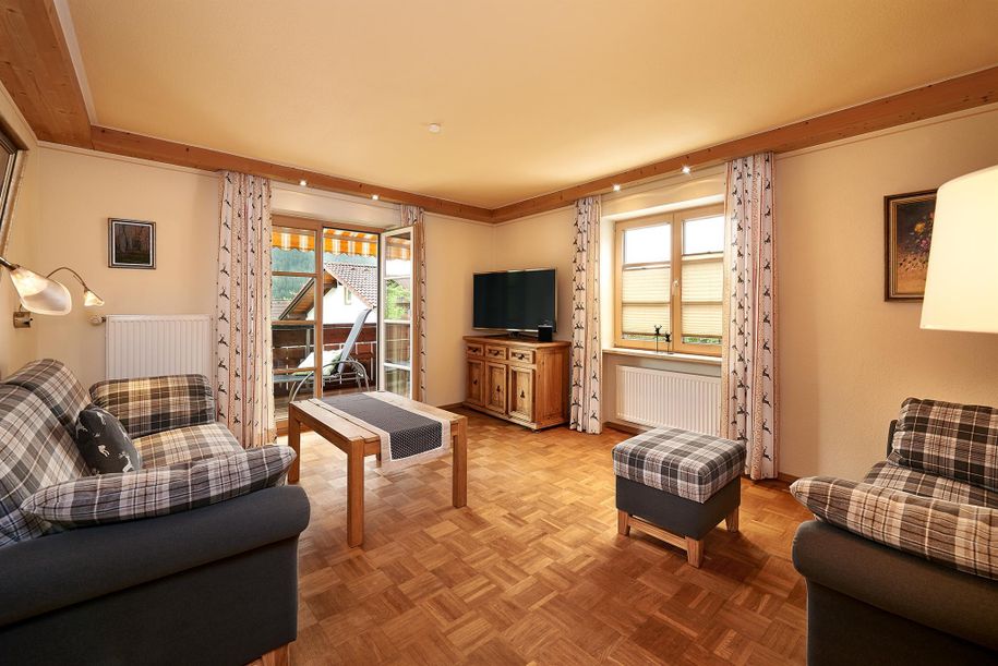 FeWo Hirschberg Wohnzimmer mit Südbalkon