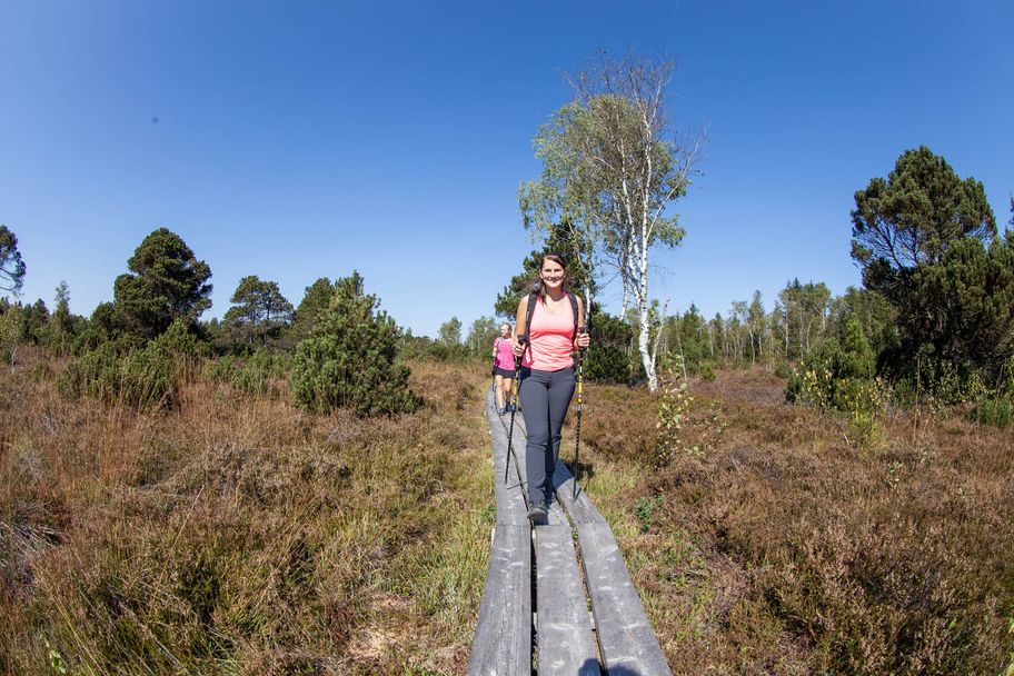Arrisrieder Moos Holzweg mit Wanderer1_Alexander Savarino