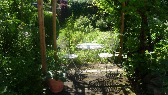Blick vom Appartement in den Garten