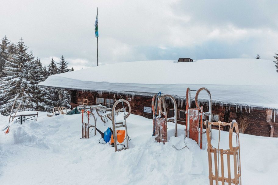 Rodeln am Edelsberg ab der Hündeleskopfhütte