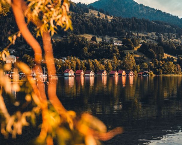 Bootshäuser mit See ©Alpsee Immenstadt Tourimus GmbH, Tobias Bäurle