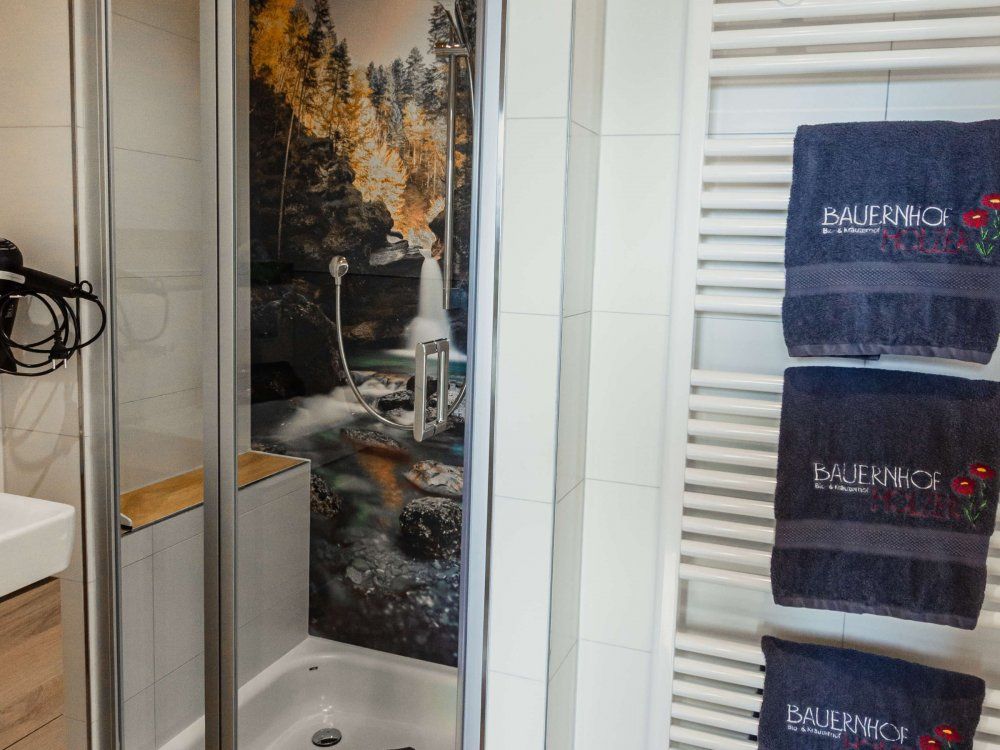 Das Bad in der Ferienwohnung Gundermann