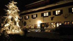 Winterhaus mit Baum