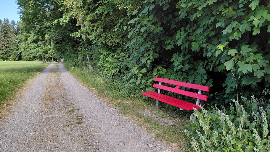 Auf dem Weg laden Sitzgelegenheiten immer wieder zum Verweilen ein