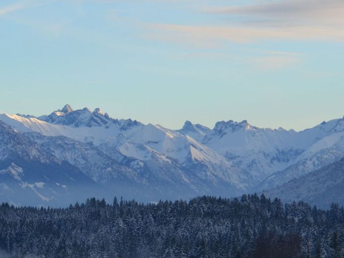 Blick auf die verscheite Allgäuer Alpen