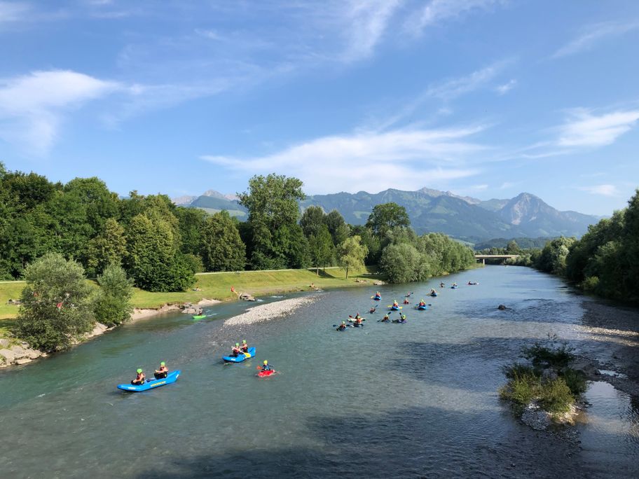 Wassersport auf der Iller bei Sonthofen