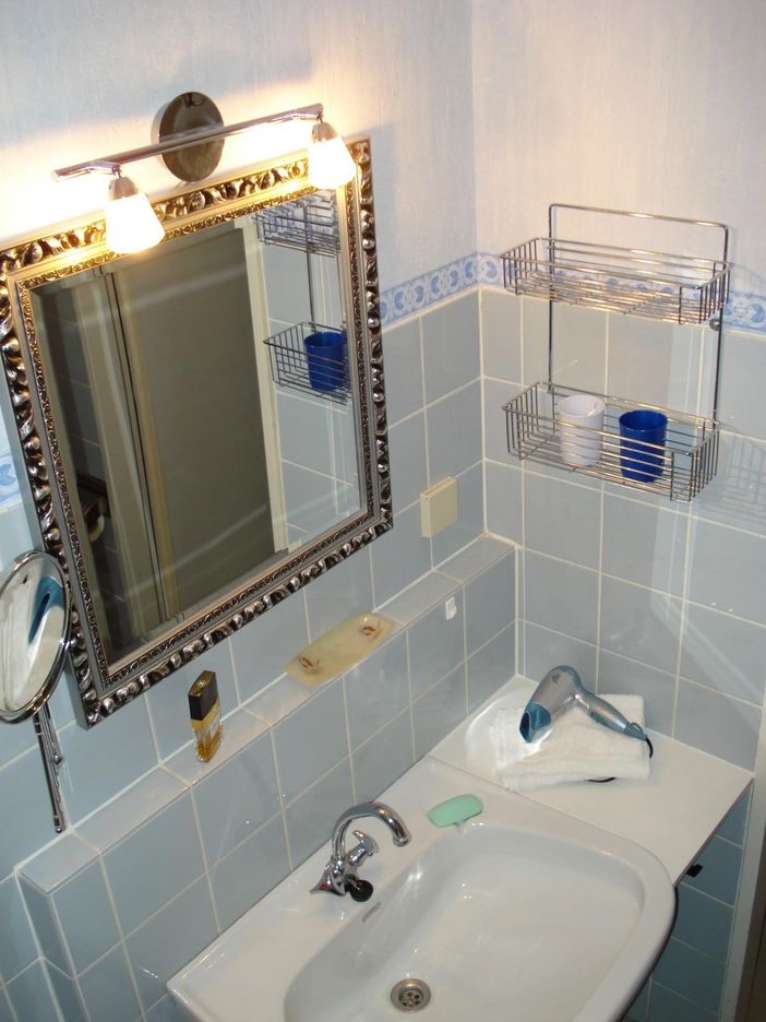 Badezimmer mit Dusche in der Badewanne