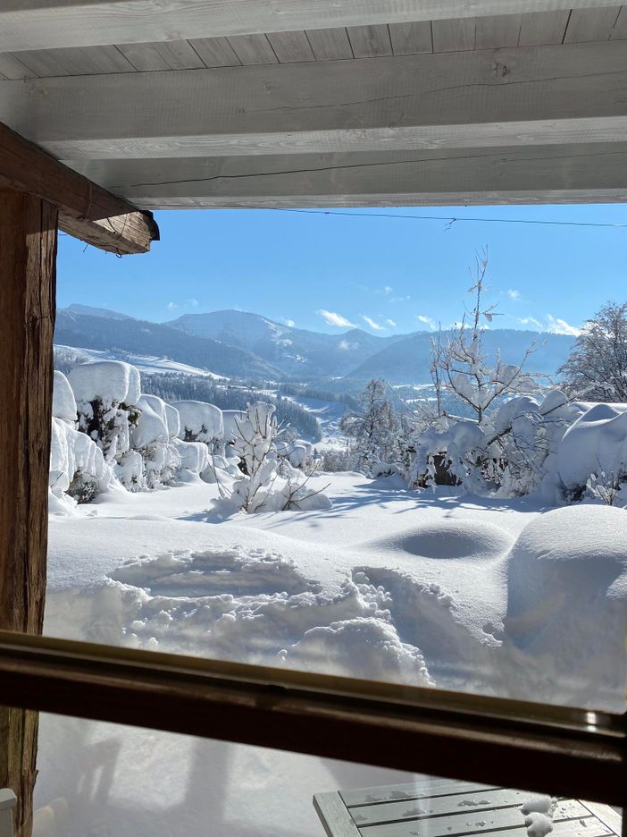 Blick vom Esstisch auf den Hochgrat