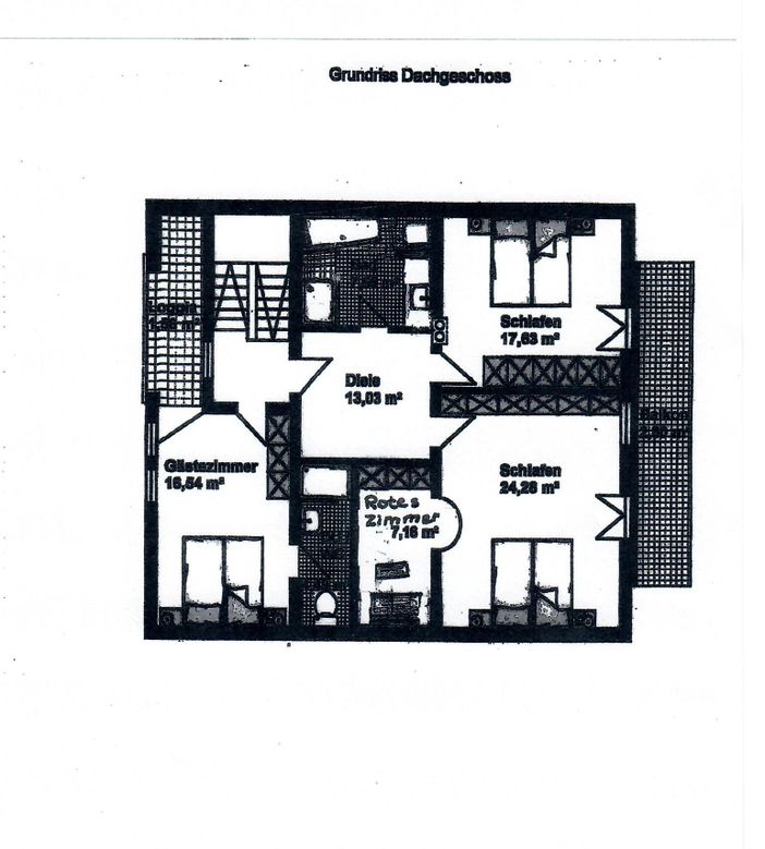 Obergeschoss mit Balkon und Loggia