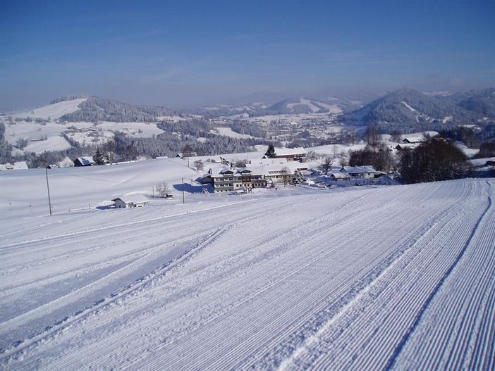 Skifahren bis zum Haus