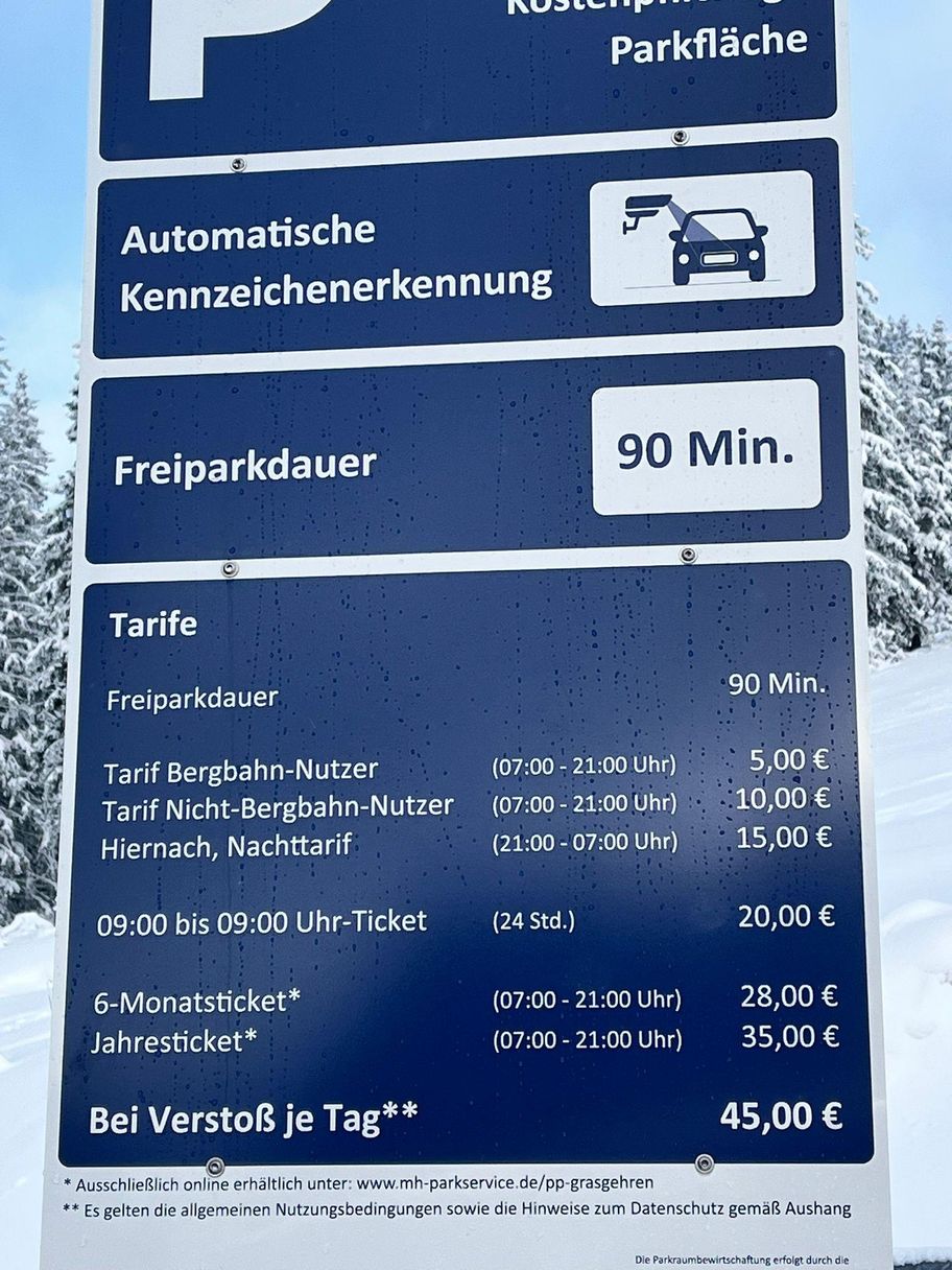 Parkplatzgebühren Grasgehren