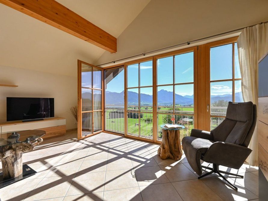 Berghof Kinker RoÃŸhaupten Alpenblick Wohnzimmer