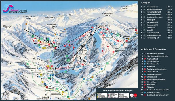 Pistenplan Skigebiet Balderschwang im Allgäu