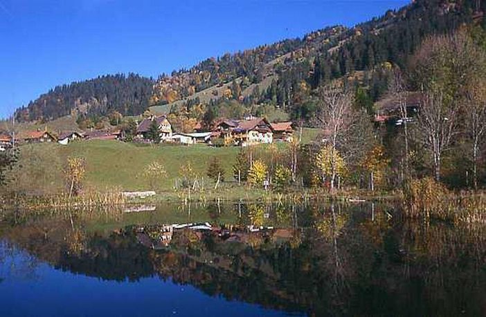 Vom Weiher mit Blick auf unser Haus