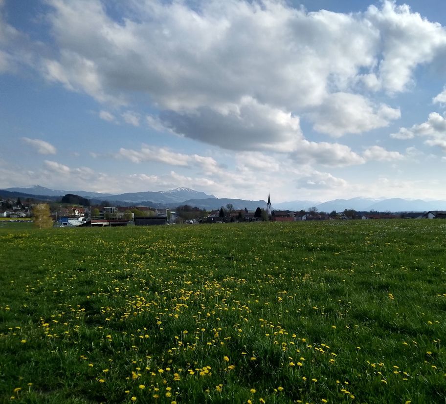 Blick auf Durach und die Allgäuer Berge