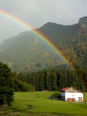 Regenbogen Blick aus FeWo Grünten