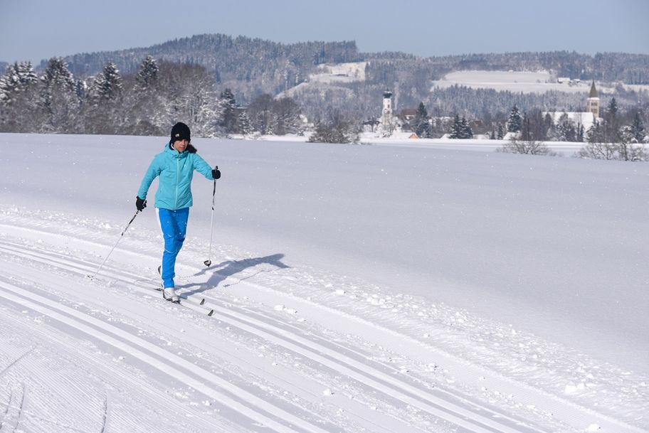 Gschwendlopie mit Blick auf Isny mit Blaserturm und Marienkirche