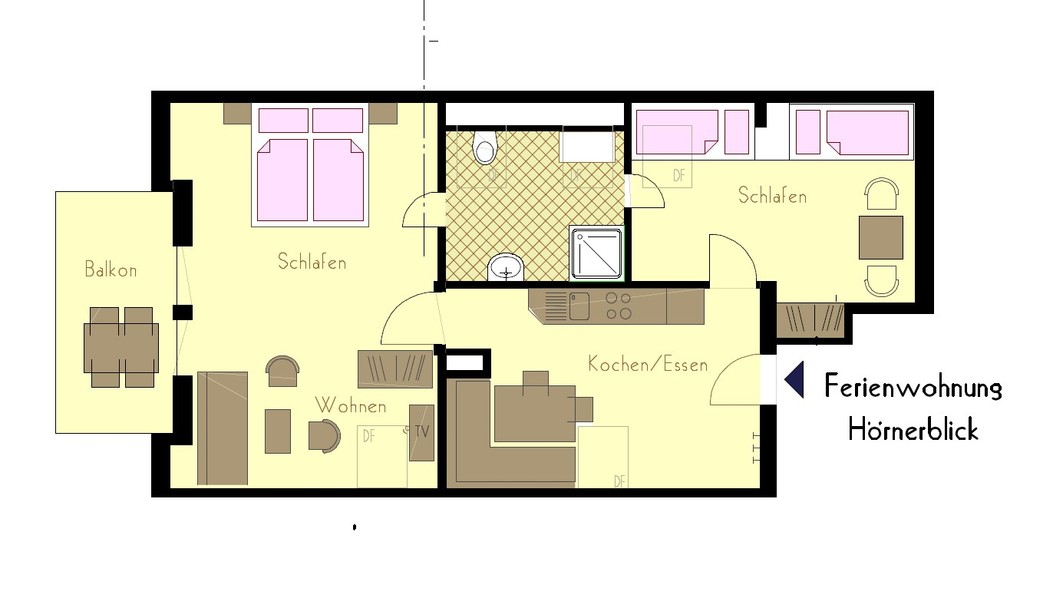 Ferienwohnung Hörnerblick Grundriss