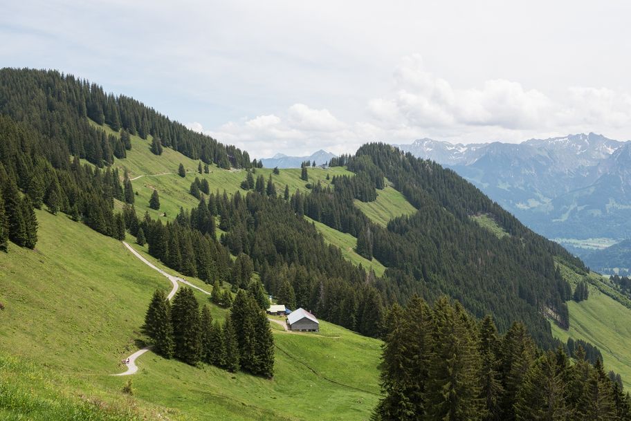 Blick zur Bergstation der Hörnerbahn